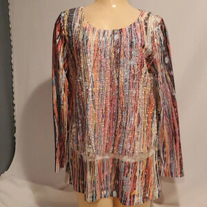 Angel Apparel Size Medium Long Sleeve Multi-colored Top Textured